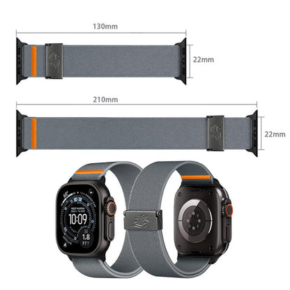 Stretch Nylon Titanium Gray Fly Horse Buckle Watch Band, For Apple Watch 46mm / 49mm / 45mm / 44mm, For Apple Watch 42mm / 41mm / 40mm / 38mm