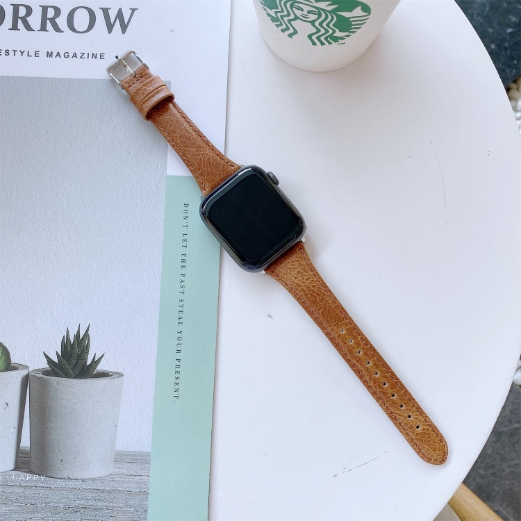Double-sided Genuine Leather Replacement Strap Watchband, For Apple Watch Series 7  41mm / & 6 & SE & 5 & 4 40mm, For Apple Watch Series  7  45mm / & 6 & SE & 5 & 4 44mm