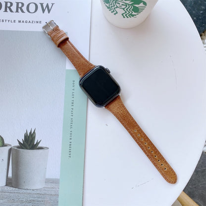 Double-sided Genuine Leather Replacement Strap Watchband, For Apple Watch Series 7  41mm / & 6 & SE & 5 & 4 40mm, For Apple Watch Series  7  45mm / & 6 & SE & 5 & 4 44mm