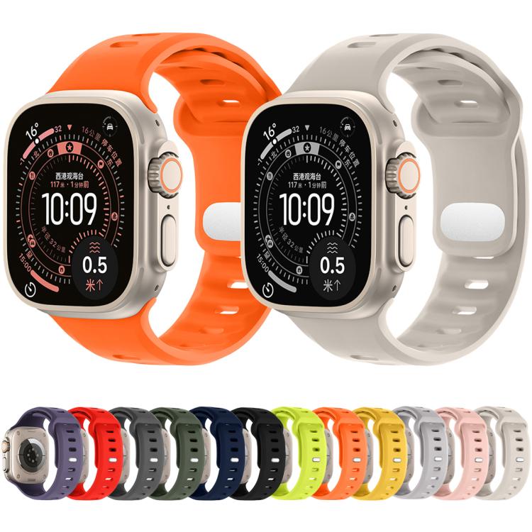 Reverse Buckle Solid Color Silicone Sports Watch Band, For Apple Watch 46mm / 49mm / 45mm / 44mm, For Apple Watch 42mm / 41mm / 40mm / 38mm