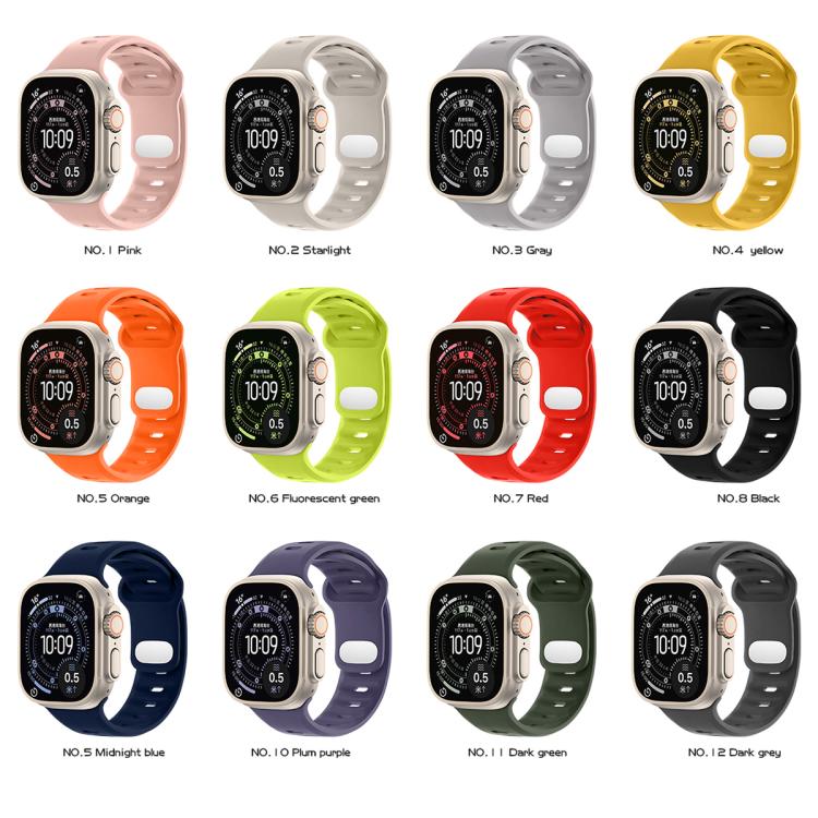Reverse Buckle Solid Color Silicone Sports Watch Band, For Apple Watch 46mm / 49mm / 45mm / 44mm, For Apple Watch 42mm / 41mm / 40mm / 38mm