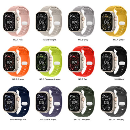 Reverse Buckle Solid Color Silicone Sports Watch Band, For Apple Watch 46mm / 49mm / 45mm / 44mm, For Apple Watch 42mm / 41mm / 40mm / 38mm