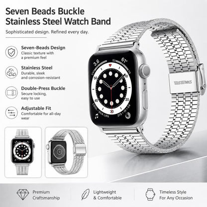 5 Pack xDfind Seven Beads Buckle Stainless Steel Watch Band, For Apple Watch 42 / 44 / 45 / 46 / 49mm, For Apple Watch 38 / 40 / 41 / S11 42mm