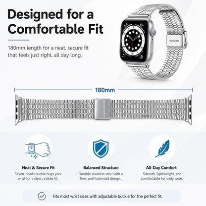5 Pack xDfind Seven Beads Buckle Stainless Steel Watch Band, For Apple Watch 42 / 44 / 45 / 46 / 49mm, For Apple Watch 38 / 40 / 41 / S11 42mm