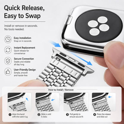 5 Pack xDfind Seven Beads Buckle Stainless Steel Watch Band, For Apple Watch 42 / 44 / 45 / 46 / 49mm, For Apple Watch 38 / 40 / 41 / S11 42mm