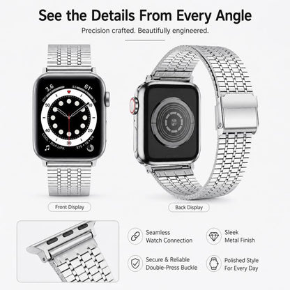 5 Pack xDfind Seven Beads Buckle Stainless Steel Watch Band, For Apple Watch 42 / 44 / 45 / 46 / 49mm, For Apple Watch 38 / 40 / 41 / S11 42mm
