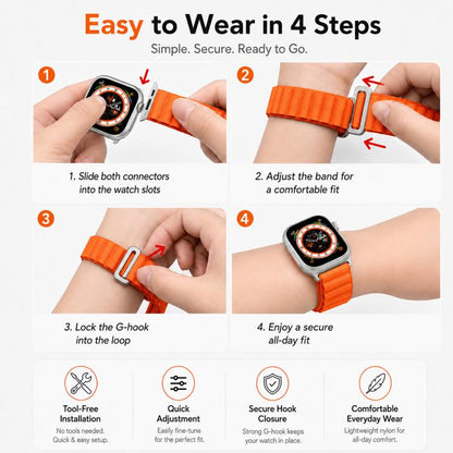 5 Pack xDfind Aline Nylon Loop Watch Band, For Apple Watch 42 / 44 / 45 / 46 / 49mm, For Apple Watch 38 / 40 / 41 / S11 42mm