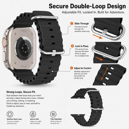 5 Pack xDfind Ocean Silicone Watch Band, For Apple Watch 42 / 44 / 45 / 46 / 49mm, For Apple Watch 38 / 40 / 41 / S11 42mm
