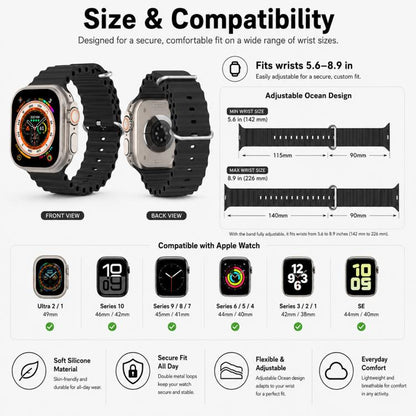 5 Pack xDfind Ocean Silicone Watch Band, For Apple Watch 42 / 44 / 45 / 46 / 49mm, For Apple Watch 38 / 40 / 41 / S11 42mm