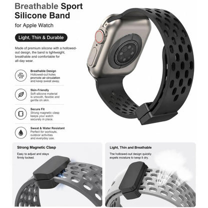 5 Pack xDfind Magnetic Clasp Silicone Watch Band, For Apple Watch 42 / 44 / 45 / 46 / 49mm, For Apple Watch 38 / 40 / 41 / S11 42mm