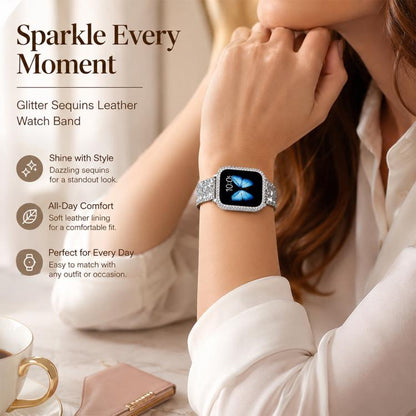 5 Pack xDfind Glitter Sequins Vegan Leather Watch Band, For Apple Watch 42 / 44 / 45 / 46 / 49mm, For Apple Watch 38 / 40 / 41 / S11 42mm