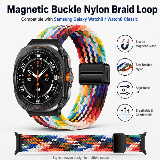 5 Pack xDfind Magnetic Buckle Nylon Braid Loop Watch Band, For Galaxy Watch8 / 8 Classic