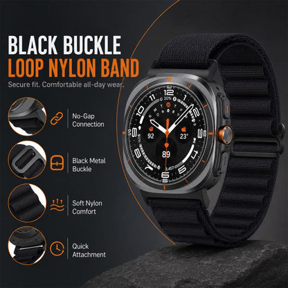 5 Pack xDfind Black Buckle Loop Nylon Watch Band, For Galaxy Watch Ultra / Ultra 2025, For Galaxy Watch8 / 8 Classic