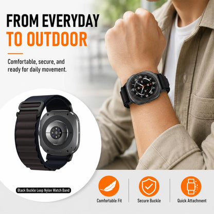 5 Pack xDfind Black Buckle Loop Nylon Watch Band, For Galaxy Watch Ultra / Ultra 2025, For Galaxy Watch8 / 8 Classic