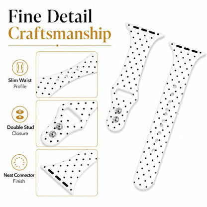 Slim Dual-Stud Buckle Dots Printed Silicone Watch Band, For Apple Watch 46mm / 49mm / 45mm / 44mm, For Apple Watch 42mm / 41mm / 40mm / 38mm
