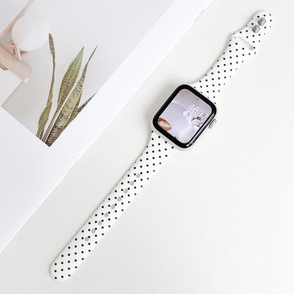 Slim Dual-Stud Buckle Dots Printed Silicone Watch Band, For Apple Watch 46mm / 49mm / 45mm / 44mm, For Apple Watch 42mm / 41mm / 40mm / 38mm
