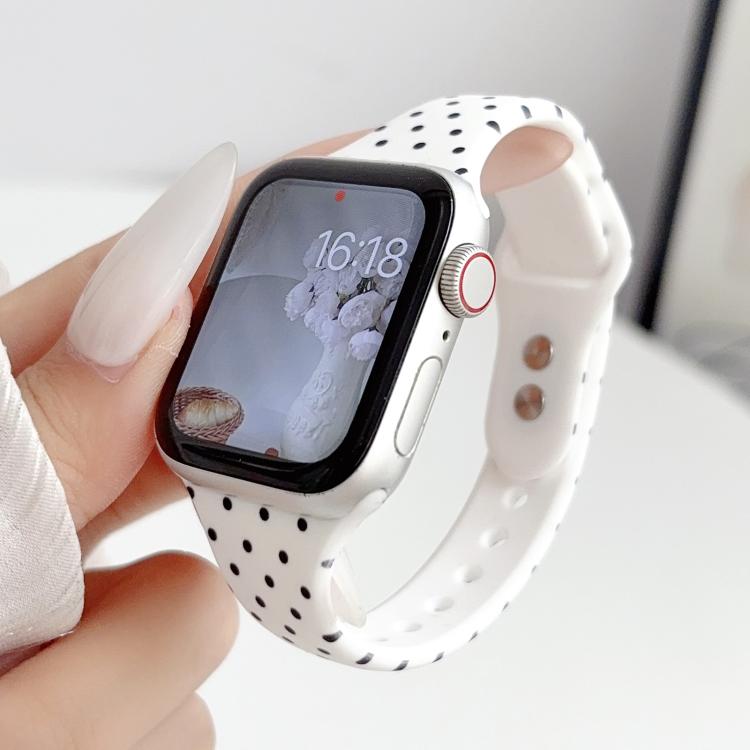 Slim Dual-Stud Buckle Dots Printed Silicone Watch Band, For Apple Watch 46mm / 49mm / 45mm / 44mm, For Apple Watch 42mm / 41mm / 40mm / 38mm