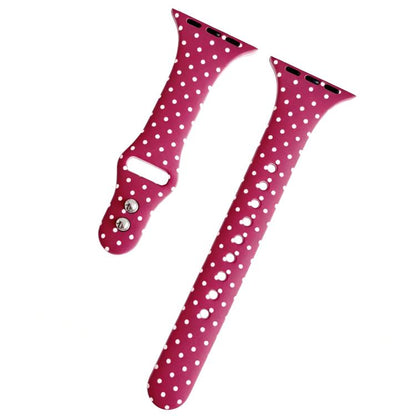 Slim Dual-Stud Buckle Dots Printed Silicone Watch Band, For Apple Watch 46mm / 49mm / 45mm / 44mm, For Apple Watch 42mm / 41mm / 40mm / 38mm