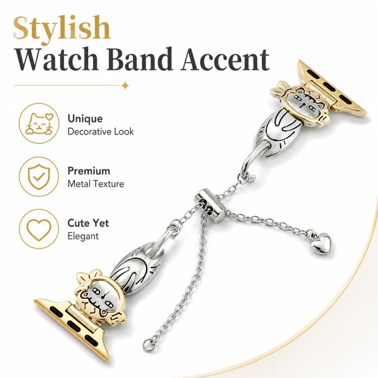 Line Cat Chain Bracelet Metal Watch Band, For Apple Watch 46mm / 49mm / 45mm / 44mm, For Apple Watch 42mm / 41mm / 40mm / 38mm