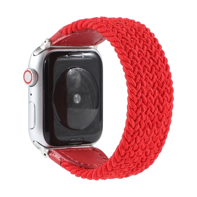 Nylon + Leather Braided Watchband For Apple Watch Series 6 & SE & 5 & 4 40mm / 3 & 2 & 1 38mm, S, M, L