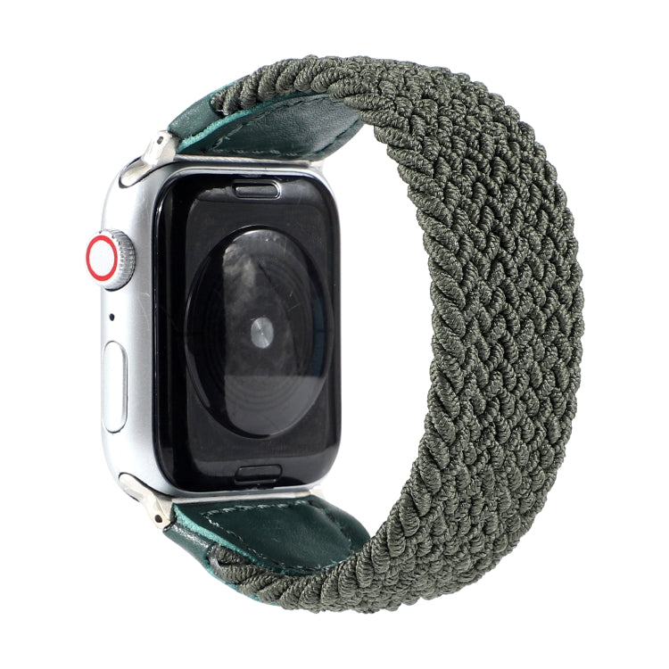Nylon + Leather Braided Watchband For Apple Watch Series 6 & SE & 5 & 4 40mm / 3 & 2 & 1 38mm, S, M, L