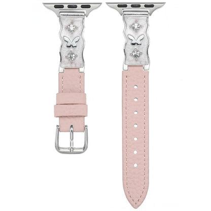 Shooting Star Epoxy Butterfly Lychee Grain Leather Watch Band, For Apple Watch 46mm / 49mm / 45mm / 44mm, For Apple Watch 42mm / 41mm / 40mm / 38mm