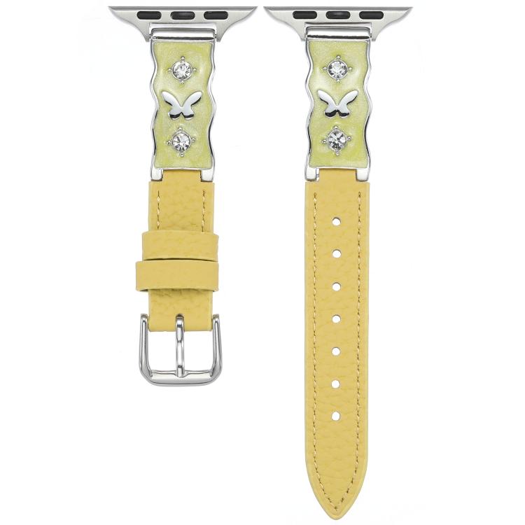 Shooting Star Epoxy Butterfly Lychee Grain Leather Watch Band, For Apple Watch 46mm / 49mm / 45mm / 44mm, For Apple Watch 42mm / 41mm / 40mm / 38mm