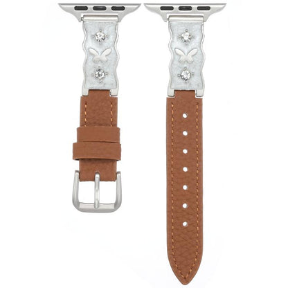 Shooting Star Epoxy Butterfly Lychee Grain Leather Watch Band, For Apple Watch 46mm / 49mm / 45mm / 44mm, For Apple Watch 42mm / 41mm / 40mm / 38mm