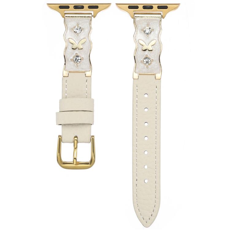 Shooting Star Epoxy Butterfly Lychee Grain Leather Watch Band, For Apple Watch 46mm / 49mm / 45mm / 44mm, For Apple Watch 42mm / 41mm / 40mm / 38mm