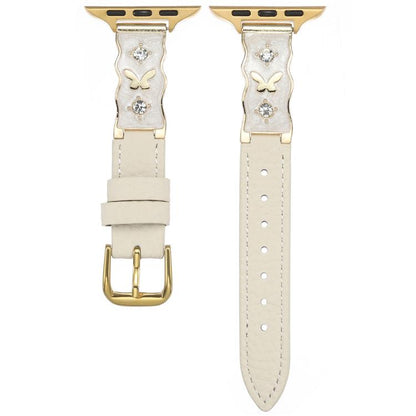 Shooting Star Epoxy Butterfly Lychee Grain Leather Watch Band, For Apple Watch 46mm / 49mm / 45mm / 44mm, For Apple Watch 42mm / 41mm / 40mm / 38mm