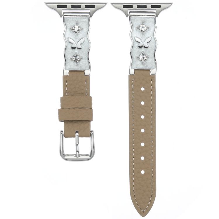 Shooting Star Epoxy Butterfly Lychee Grain Leather Watch Band, For Apple Watch 46mm / 49mm / 45mm / 44mm, For Apple Watch 42mm / 41mm / 40mm / 38mm