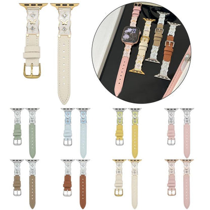 Shooting Star Epoxy Butterfly Lychee Grain Leather Watch Band, For Apple Watch 46mm / 49mm / 45mm / 44mm, For Apple Watch 42mm / 41mm / 40mm / 38mm
