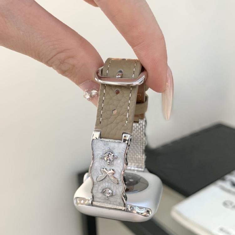 Shooting Star Epoxy Butterfly Lychee Grain Leather Watch Band, For Apple Watch 46mm / 49mm / 45mm / 44mm, For Apple Watch 42mm / 41mm / 40mm / 38mm