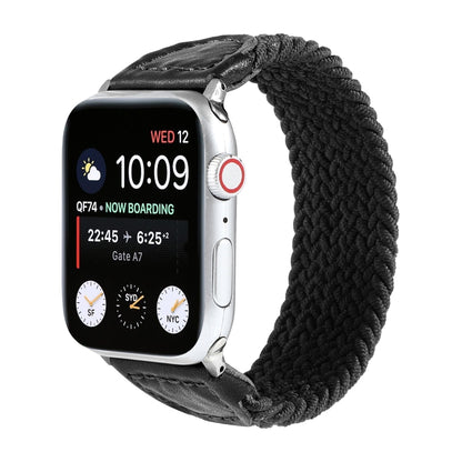 Nylon + Leather Braided Watchband For Apple Watch Series 6 & SE & 5 & 4 44mm / 3 & 2 & 1 42mm, S, M, L