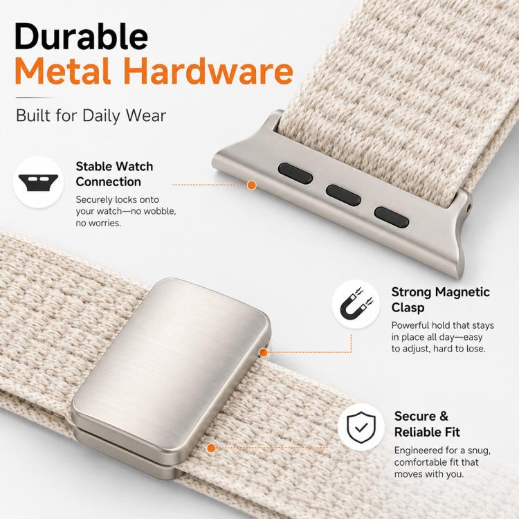 xDfind Magnetic Buckle Nylon Woven Watch Band, For Apple Watch 42 / 44 / 45 / 46 / 49mm, For Apple Watch 38 / 40 / 41 / S11 42mm