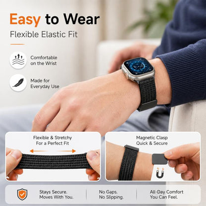 xDfind Magnetic Buckle Nylon Woven Watch Band, For Apple Watch 42 / 44 / 45 / 46 / 49mm, For Apple Watch 38 / 40 / 41 / S11 42mm