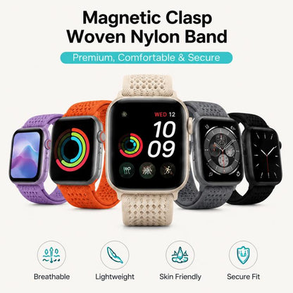 xDfind Magnetic Buckle Hollow-Out Nylon Woven Watch Band, For Apple Watch 42 / 44 / 45 / 46 / 49mm, For Apple Watch 38 / 40 / 41 / S11 42mm