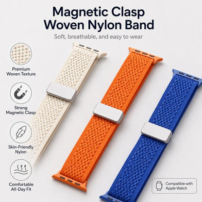 xDfind Magnetic Buckle Hollow-Out Nylon Woven Watch Band, For Apple Watch 42 / 44 / 45 / 46 / 49mm, For Apple Watch 38 / 40 / 41 / S11 42mm
