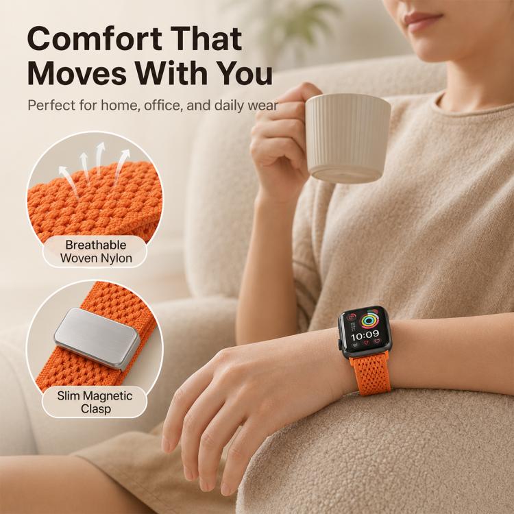 xDfind Magnetic Buckle Hollow-Out Nylon Woven Watch Band, For Apple Watch 42 / 44 / 45 / 46 / 49mm, For Apple Watch 38 / 40 / 41 / S11 42mm