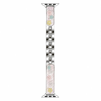 xDfind Floral Epoxy Metal Bracelet Strap Watch Band, For Apple Watch 42 / 44 / 45 / 46 / 49mm, For Apple Watch 38 / 40 / 41 / S11 42mm