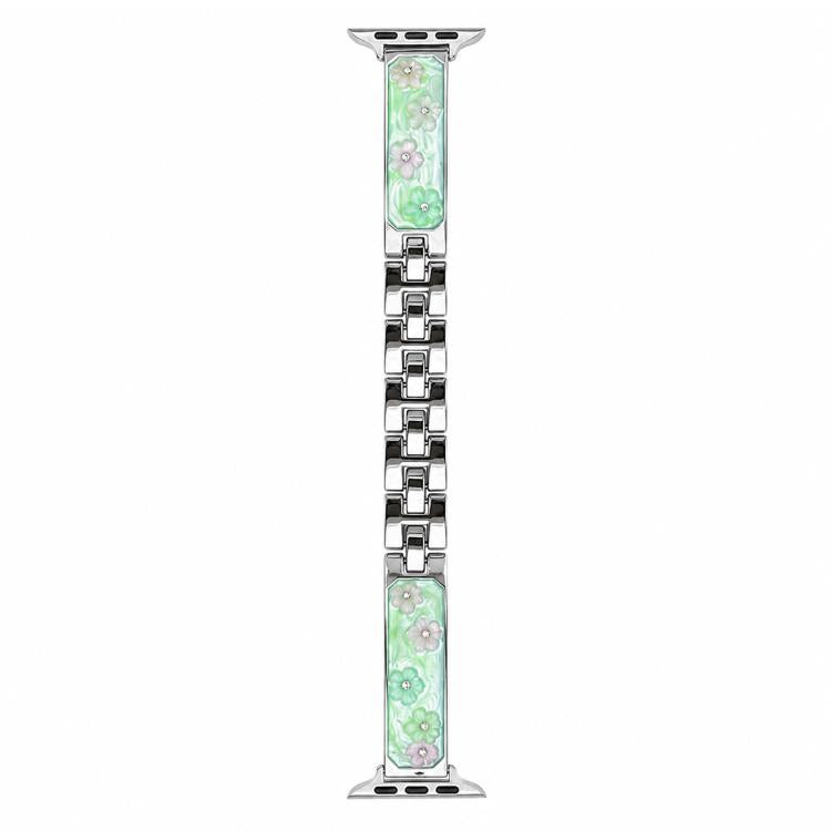 xDfind Floral Epoxy Metal Bracelet Strap Watch Band, For Apple Watch 42 / 44 / 45 / 46 / 49mm, For Apple Watch 38 / 40 / 41 / S11 42mm
