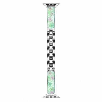 xDfind Floral Epoxy Metal Bracelet Strap Watch Band, For Apple Watch 42 / 44 / 45 / 46 / 49mm, For Apple Watch 38 / 40 / 41 / S11 42mm