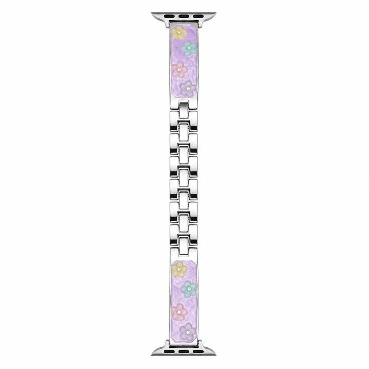 xDfind Floral Epoxy Metal Bracelet Strap Watch Band, For Apple Watch 42 / 44 / 45 / 46 / 49mm, For Apple Watch 38 / 40 / 41 / S11 42mm