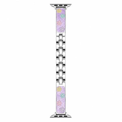 xDfind Floral Epoxy Metal Bracelet Strap Watch Band, For Apple Watch 42 / 44 / 45 / 46 / 49mm, For Apple Watch 38 / 40 / 41 / S11 42mm