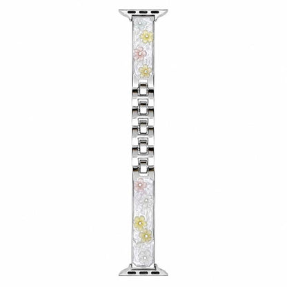 xDfind Floral Epoxy Metal Bracelet Strap Watch Band, For Apple Watch 42 / 44 / 45 / 46 / 49mm, For Apple Watch 38 / 40 / 41 / S11 42mm