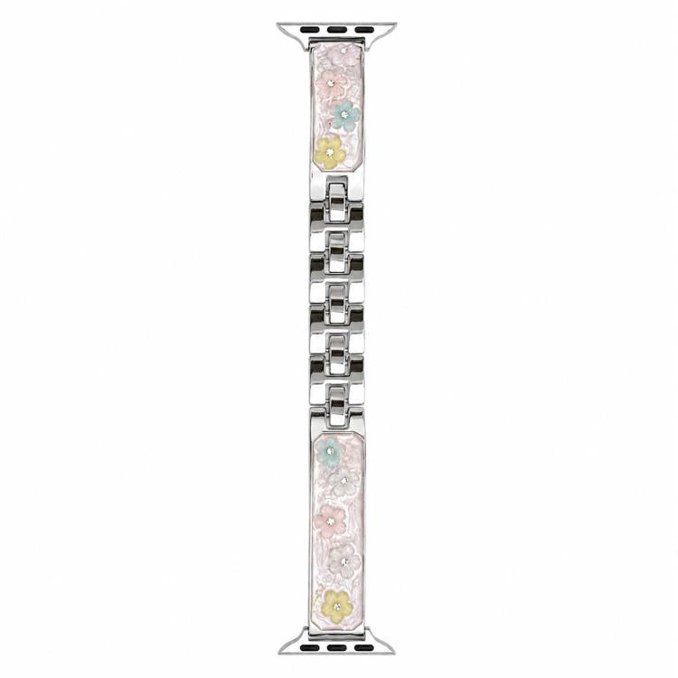 xDfind Floral Epoxy Metal Bracelet Strap Watch Band, For Apple Watch 42 / 44 / 45 / 46 / 49mm, For Apple Watch 38 / 40 / 41 / S11 42mm