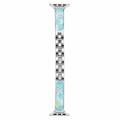 xDfind Floral Epoxy Metal Bracelet Strap Watch Band, For Apple Watch 42 / 44 / 45 / 46 / 49mm, For Apple Watch 38 / 40 / 41 / S11 42mm