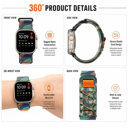 xDfind Sport Nylon Hook And Loop Fastener Watch Band, For Apple Watch 42 / 44 / 45 / 46 / 49mm, For Apple Watch 38 / 40 / 41 / S11 42mm
