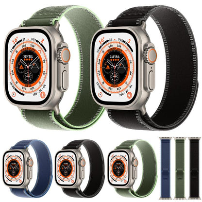 xDfind Adjustable Hook And Loop Fastener Reflective Nylon Loop Watch Band, For Apple Watch 42 / 44 / 45 / 46 / 49mm, For Apple Watch 38 / 40 / 41 / S11 42mm