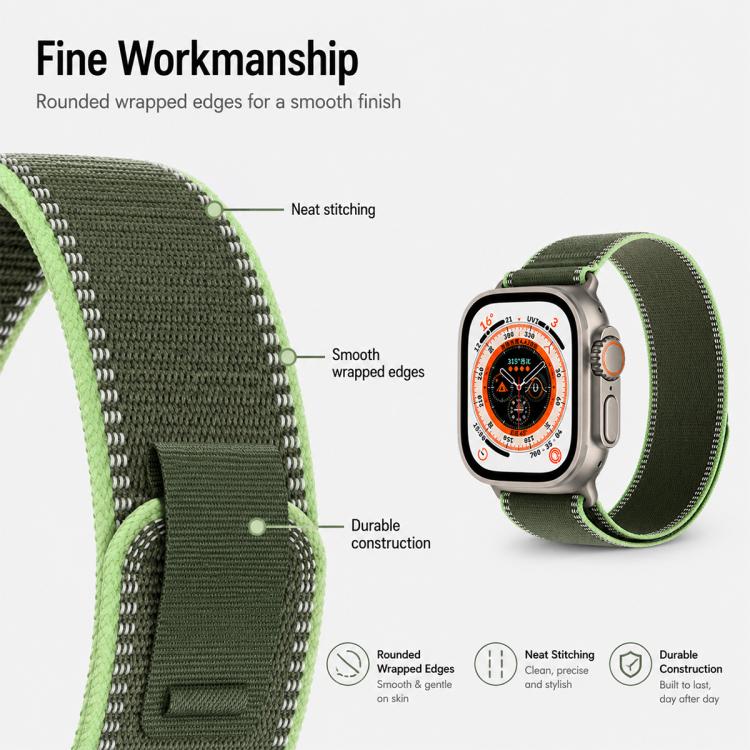 xDfind Adjustable Hook And Loop Fastener Reflective Nylon Loop Watch Band, For Apple Watch 42 / 44 / 45 / 46 / 49mm, For Apple Watch 38 / 40 / 41 / S11 42mm